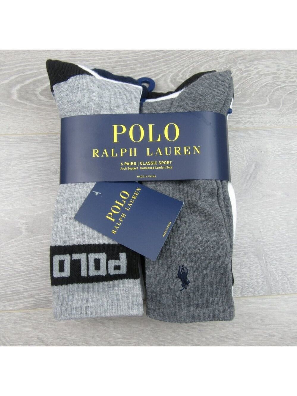 Polo Ralph Lauren Classic Sport Crew Socks 6 Pack Mens Size 6-13 Multi Color NEW - Picture 2 of 12